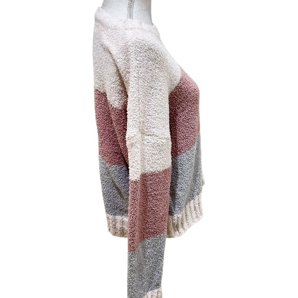 Altar'd State blush Pink & Gray Striped colorblock casual oversized Sweater xs - Picture 6 of 10